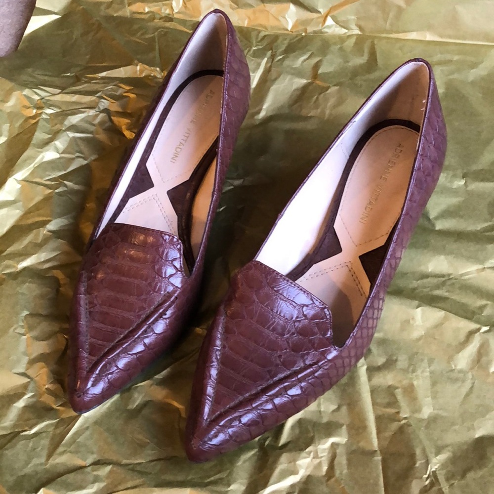 Adrienne Vittandini alligator skin kitten heel